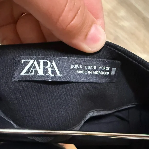 Zara Black Mini Skirt with Fringe Hem and Side Bow - Size S - Picture 4 of 5